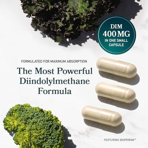 Calcium DGlucarate and 400mg DIM Supplement for Enhanced Estrogen Hormone Balance Vegan Gluten CDG Supplement (90 Servings) with Extra Strength DIM (90 Servings)