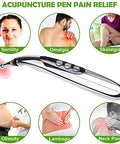 Lkhsyan Acupuncture Pen 5-In-1 Powerful Meridian Energy Pen For Pain Relief With 3 Massage Heads Usb Rechargeable (Includes Massaging Gel)