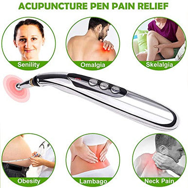 Lkhsyan Acupuncture Pen 5-In-1 Powerful Meridian Energy Pen For Pain Relief With 3 Massage Heads Usb Rechargeable (Includes Massaging Gel)