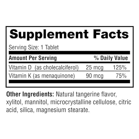 Twinlab Vitamin D3 1000 + K2 Dots Bone and Heart Health Immune Support 25 mcg 60 Tablets 1000 IU 2 Pack