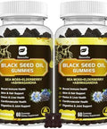 Black Seed Oil & Sea Moss Gummies, Organic Irish Sea Moss Gummies With Ashwagandha, Black Seed Oil, Elderberry, Turmeric, Vitamin D3/C And Zinc - Immune Support, Joints, Digestion, Hair & Skin