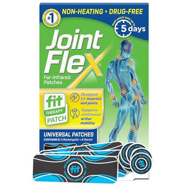 Jointflex Fit Therapy Far Infrared Universal Patch Supports Continuous Active Mobility For Muscles & Joints Up To 5 Days/Patch Water Resistant Non-Heating Drug-Free 9-Ct 3 Rectangular/6 Round