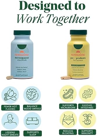 Semaine Peri/Menopause & Gut Health Bundle Ease Bloating Indigestion Hot Flashes & Thinning Hair. Support Mood Sleep Hormones & Immunity 1 Month Supply