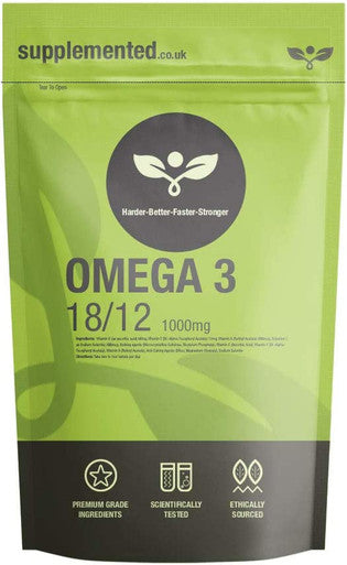 Omega 3 18/12% 1000mg 90 Softgels Fish Oil EPA DHA Capsules UK Made. Pharmaceutical Grade