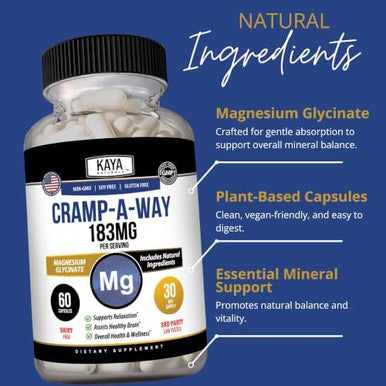 Kaya Naturals Cramp A Way Magnesium Glycinate Daily Supplement Formula