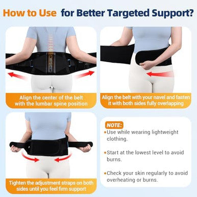Comfytemp Cordless Heating Pad With Back Brace For Lower Back Fsa Eligible Hsa Portable Wireless Wearable Heated Rechargeable Lumbar Support Fathers Day Dad s 3 Heat 3 Timer 52""(No Massage)