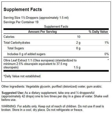 Swanson Olive Leaf Liquid Extract (Alcohol- and Sugar-) 1 fl Ounce (29.6 ml) Liquid
