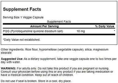 Swanson Pqq Pyrroloquinoline Quinone 10 Milligrams 30 Veg Capsules
