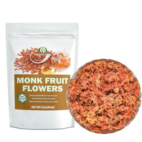 Natural Dried Monk Fruit Flower - 2.0 oz, All-Natural Luo Han Guo Flower Tea, No Additives, No GMO