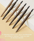 Flower Beauty Draw The Line Eyebrow Pencil Long Lasting Smudge Resistant Natural Result Makeup w/ Vitamin E Dark Brunette