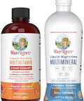 MaryruthS Liquid Morning Multivitamin +Hair Growth (Peach Mango 15Oz) and Nighttime Multimineral (Coconut 15Oz) Clean Label Project Verifieda' Vegan NonGmo Beauty Bedtime Routine and Wellness