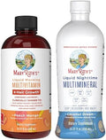 MaryruthS Liquid Morning Multivitamin +Hair Growth (Peach Mango 15Oz) and Nighttime Multimineral (Coconut 15Oz) Clean Label Project Verifieda' Vegan NonGmo Beauty Bedtime Routine and Wellness