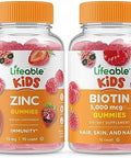 Lifeable Zinc Kids + Biotin Kids Gummies Bundle Great Tasting Vitamin Supplement Gluten Gmo Chewable Gummy