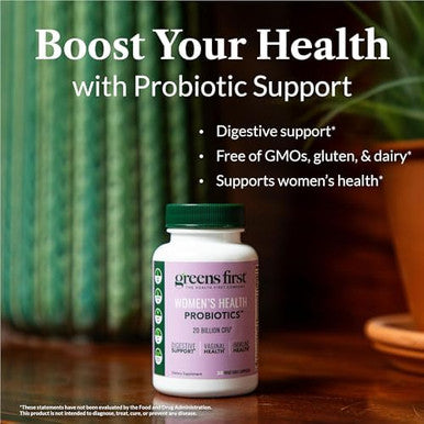 Greens First Women'S Health Probiotics Probiotic For Ph Balance 20 Billion Cfu Support For Digestive Immune & Vaginal Health Nongmo/Gluten/Dairy/Soy (30 Vegetable Capsules)