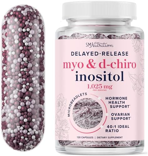 MyoInositol and DChiro Inositol for Hormone Balance for Women Fertility Ovarian Health and Cycle Support Ideal 40: 1 Ratio Myoinositol 2000mg and D Chiro 50mg Ovarian Support Vitamins 120 Ct.