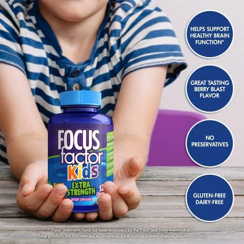 Focus Factor Kids Extra Strength Daily Chewable Brain Health Support + OLLY Kids Chillax Calm Chews 50 Count
