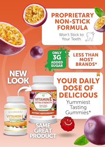 Lunakai Vitamin E And Probiotic Gummies Bundle - 3000 Mcg Gummies For Adults Energy Support - With 5 Billion Cfus Per Serving For Digestive Health - Non-Gmo All Natural