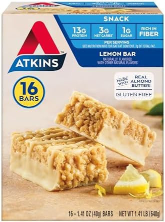 Atkins Caramel Almond Clusters Gluten Keto Snack Bars With Lemon Bar 16 Count