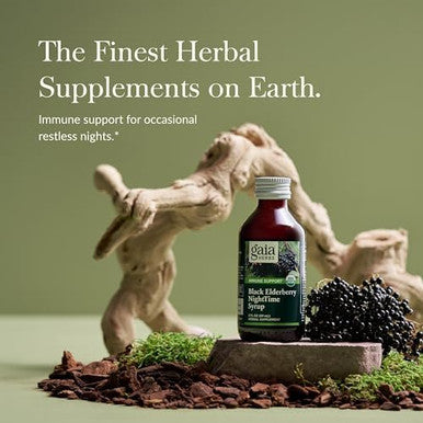 Gaia Herbs Black Elderberry Nighttime Syrup Immune Support Supplement 5.4 Fl Oz (32Day Supply)
