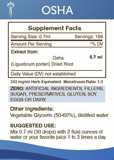 Secrets of the Tribe OSHA Alcohol-Free Liquid Extract, Responsibly farmed OSHA (Ligusticum porteri) Dried Root Tincture Supplement (4 FL OZ)