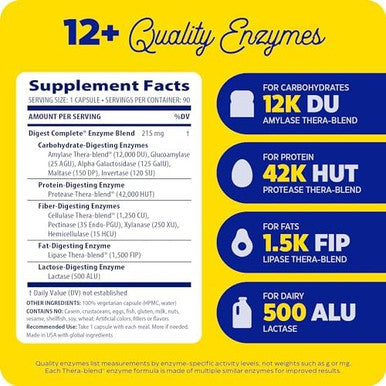 Enzymedica Digest Fullrange Everyday Digestive Enzymes Fastacting Gas & Bloating Relief 90 Count