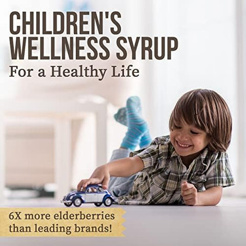 Honey Gardens Elderberry Syrup For Kids With Honey Kids Elderberry Syrup 6.4 Mg Of Elderberry Honey Syrup With Organic Raw Honey Organic Ecea Purpurea And Elderflower 24 Servings 4 Fl. Oz.