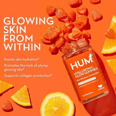 Hum Hyaluronic Glow Hydrating Skin Supplements For Supporting Collagen Production Antioxidantrich Vitamin C & E For Radiant Glowing Skin (60Count)
