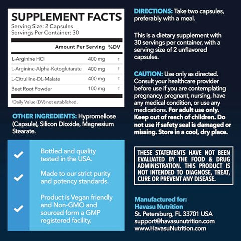 Havasu Nutrition Horny Goat Weed Capsules (30 Servings) & L Arginine L Citrulline Supplement (30 Servings)