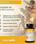 NatureWise Vitamin D3 5000IU (125mg) 360 Count + Vitamin C 1000mg Capsules 120 Count Bundle for Daily Immune and Heart Health Gluten Free NonGMO Halal Gelatin