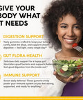 Nutraharmony Probiotic Gummies 10B Cfu With Prebiotic Fiber - Digestion & Immune Support - Debloat Stomach & Gut Comfort - Probiotics For Women & Men - Natural Berry Flavor - Vegan & Sugar-Free 60 Gummies