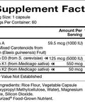Natura Health Products D-A-K (Adk) D3 5000 Iu K2 50 Mcg K1 550 Mcg & Vitamin A 1000 Iu Bone Heart & Immune Support Fat-Soluble Calcium Metabolism 60 Vegetarian Capsules