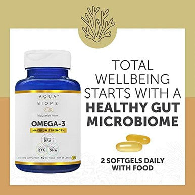 Aqua Biome By Enzymedica Maximum Strength Omega 3 Fish Oil 60 Softgels