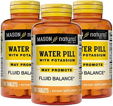 Mason Natural Water Pill With Potassium And Calcium Supports Fluid Balance Helps Relieve Bloating And Swelling Natural Diuretic Supplement 90 Tablets (Pack Of 3)