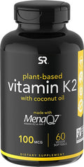 Vitamin K2 as MK7 with Organic Coconut Oil Vitamin K Supplement Made with MenaQ7 from Fermented Chickpea NonGMO Verified Vegan 60 VeggieSoftgels