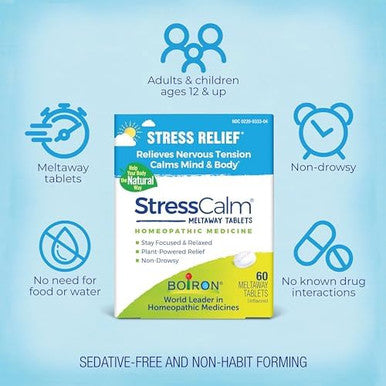 Boiron Stresscalm For Relief Of Stress, Anxiousness, Nervousness, Irritability, And Fatigue - 60 Count