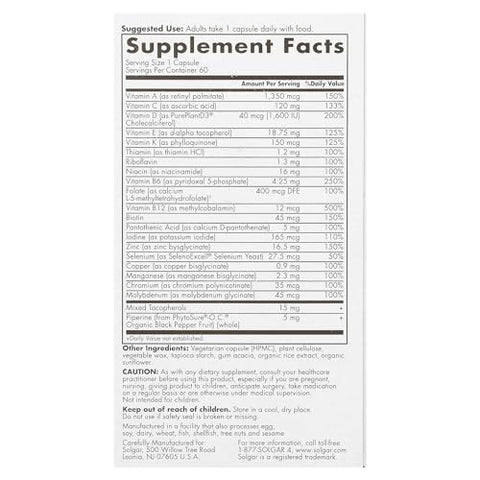Solgar One Daily Men'S Multivitamin Whole Body Support Supplement Highly Absorbable Delayed Release One Daily Multi Vitamin Capsules For Men - Immune Heart Energy Stress & Muscle Health 60 Servings