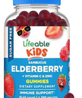Lifeable Sugar Elderberry Gummies For Kids With Vitamin C And Zinc Kids Immune Support Supplement Great Tasting Elderberry Gummies Vegan Non Gmo Kosher Gluten 60 Gummies