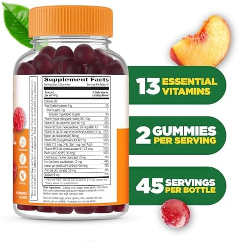 Lifeable Postnatal Multivitamin with Iron Choline and Iodine Great Tasting Postnatal Vitamins for Women Breastfeeding Vegetarian NonGMO Lactation Supplement 90 Gummies