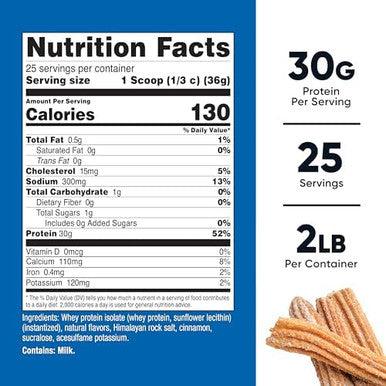 Nutricost Whey Protein Isolate 2 Lb Churro Flavored Gmo Gluten