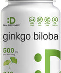 Deal Supplement Ginkgo Biloba 500mg Per Serving 240 Capsules 4 Month Supply Grown in Northern Asia Extra Strength Promotes Brain Function