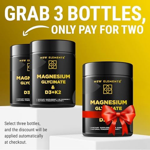 Elements Calm Magnesium Glycinate Gummies 500Mg With High-Potency Vitamin D3 10000Iu & Vitamin K2 100Mcg Stress Relief Relaxation & Bone Support For Adults Vegan Non-Gmo Gluten- Pineapple Flavor
