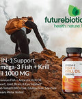 Futurebiotics Omega3 Fish + Krill Oil 1000 Mg Omega3 Epa/Dha & Astaxanthin Nongmo 120 Softgels (60 Servings)