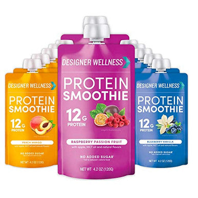 Designer Wellness Protein Smoothie Real Fruit 12G Protein Low Carb Zero Added Sugar Gluten Nongmo No Artificial Colors Or Flavors Strawberry Banana 12 Count