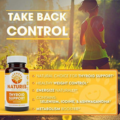 Thyroid Support Complex With Iodine For Energy Levels, Weight Loss, Metabolism, Fatigue & Brain Function - Natural Health Supplement Formula: L-Tyrosine, Selenium, Kelp, Bladderwrack, Ashwagandha, Etc