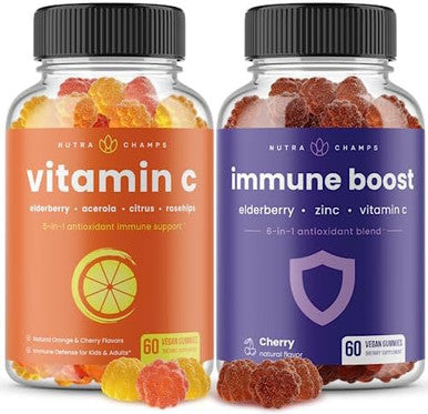 Nutrachamps (2Pack) Vitamin C Gummies And (2Pack) Immune Gummies Bundle