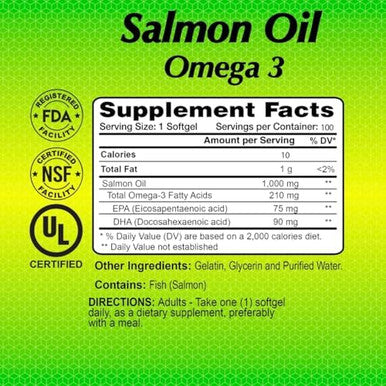 Alfa Vitamins Salmon Oil 100 Softgels Fish Oil Epa Dha Essential Fatty Acids 100 Softgels