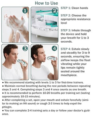 Defunx Breathing Exercise Device For Lungs - Flutter Valve Mucus Removal Device - Breath Trainer Green