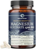 Nobi Nutrition Magnesium Glycinate 400Mg High Absorption Formula For Sleep Calm Muscle Relaxation Heart Bone & Nerve Support For Women & Men Chelated Magnesium Glycinate Supplement 120 Ct (2 Month Supply)