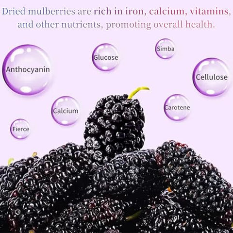 Wanhua Hall Premium Dried Black Mulberries Fruit Black Mulberry Tea No Sugar Added, No Additives, All Natural, Unsulfured Great for Desserts and Tea, Healthy Fruit Snack Ã©Â»â€˜Ã¦Â¡â€˜Ã¦Â¤Â¹Ã¥Â¹Â² Ã¦Â¡â€˜Ã¨â€˜Å¡280g/10oz