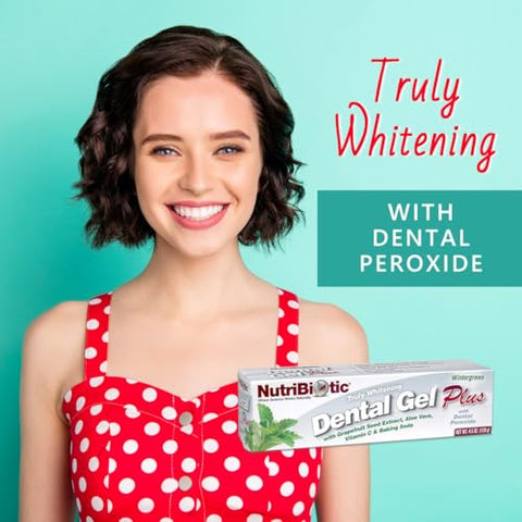Nutribiotic â€“ Dental Gel Plus Truly Whitening Wintergreen 4.5 Oz With Gse Aloe Vitamin C Baking Soda & Dental Peroxide Support Healthy Teeth & Gums Fluoride-